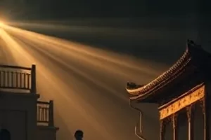 黑白棋局封面：木质棋盘上只剩三颗棋子的残局